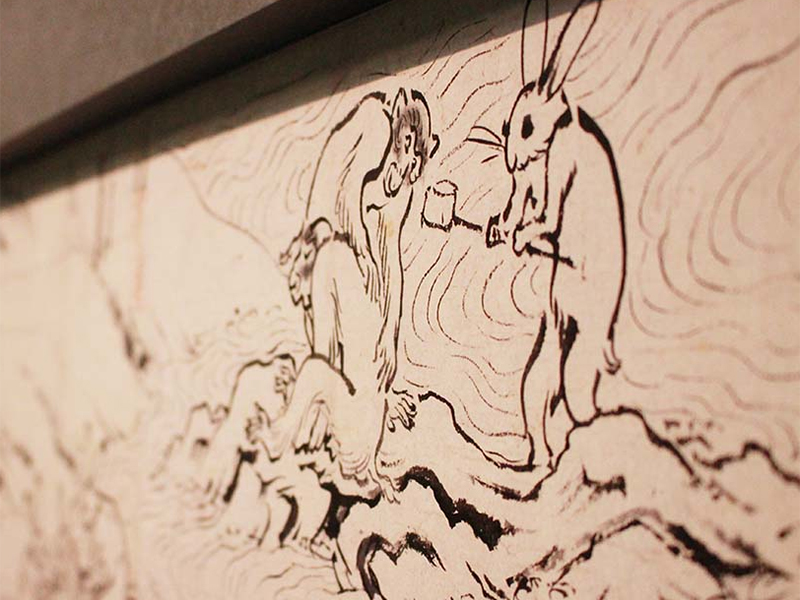 国宝「鳥獣人物戯画」　絵画　美術品　文化遺産 絵巻物　布地　新品額縁　インテリア 図録 鳥獣戯画がやってきた! 国宝『鳥獣人物戯画絵巻』の全貌